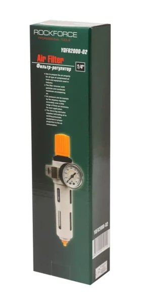 Фильтр-регулятор с индикатором давления для пневмосистемы 1/4''(пропускная способность:1300 л/мин, давление max: 16 bar, температура воздуха: 0° до 60)