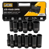 Набор головок ударных глубоких 15пр.,1/2''6гр.(10,12-17,19,21,22,24,27,30,32мм,36мм-12гр), в пласт.кейсе