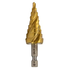 Сверло ступенчатое спиральное TIN HSS M2(4-20мм), в блистере