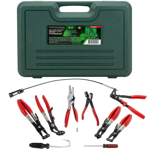 Набор щипцов для снятия и установки хомутов и шлангов 9пр., в кейсе