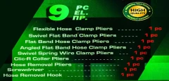 Набор щипцов для снятия и установки хомутов и шлангов 9пр., в кейсе