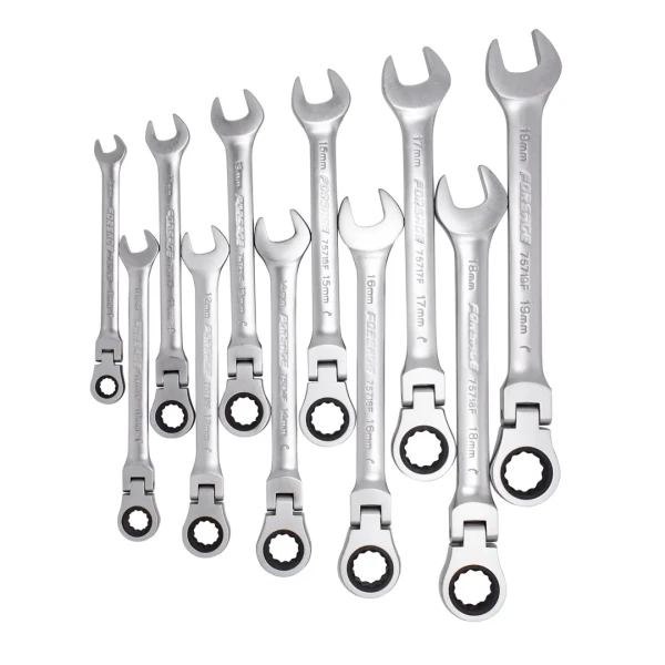 Ключи комбинированные трещоточные с шарниром, набор 11пр. в пластиковом держателе