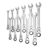 Ключи комбинированные трещоточные с шарниром, набор 11пр. в пластиковом держателе