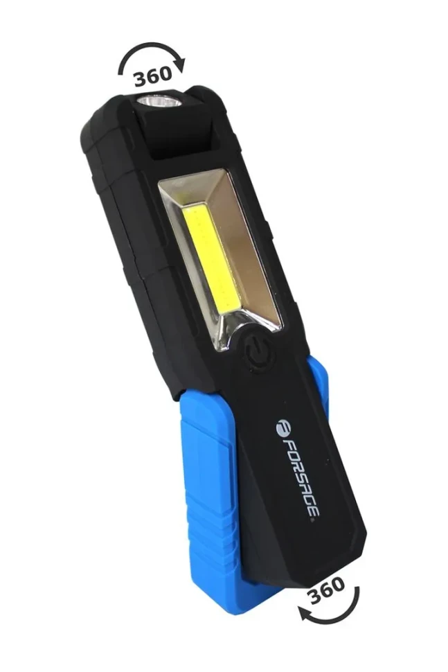 Лампа светодиодная аккумуляторная(5W COB+1W,магнит,180гр.,250Lm,2000mAh,USB провод,время раб.3ч,время заряд.2-3ч,защита гнезда зарядки)