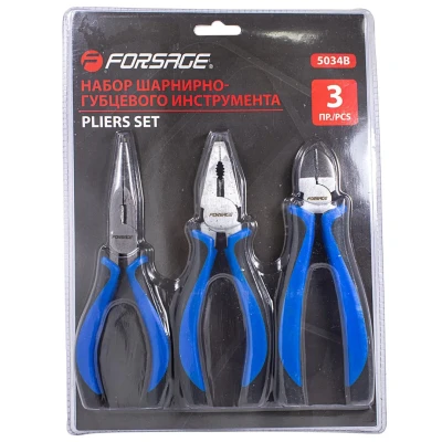 Набор шарнирно-губцевого инструмента 3пр. 6''-150мм(бокорезы, плоскогубцы, утконосы), в блистере