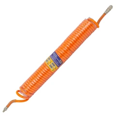 Шланг витой полиуретановый 8мм х 12мм х 10м с быстроразъемными наконечниками 1/4''(максимальное давление - 15bar, рабочая температура от -20 до +60 гр