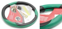 Чехол руля кожа TS-9731E (Black/green)-M