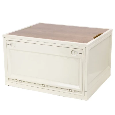 Ящик пластмассовый складной на колесиках для хранения (размер L-34х41.5х59.5см)