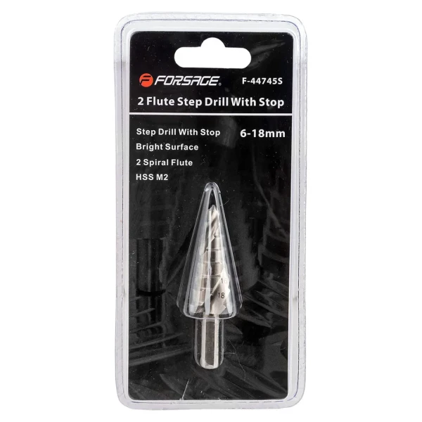 Сверло ступенчатое спиральное HSS M2(6-18мм), в блистере