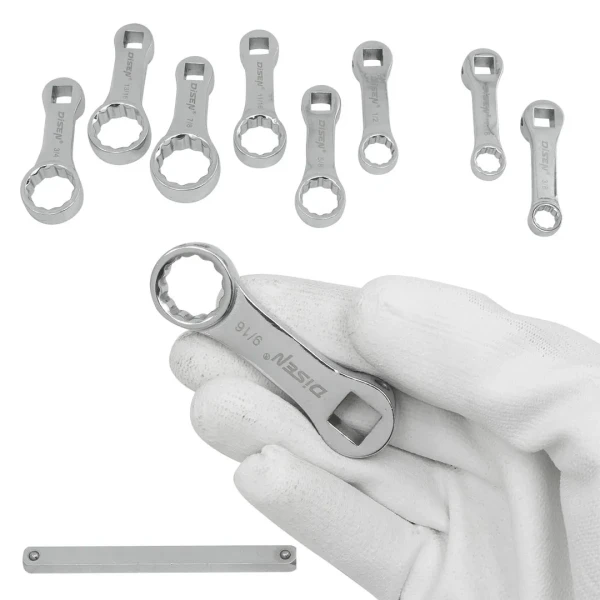 Ключи накидные односторонние, набор 9пр. (1/2'', 3/4'', 3/8'', 5/8'', 7/8'', 7/16'', 9/16'', 11/16'', 13/16'')