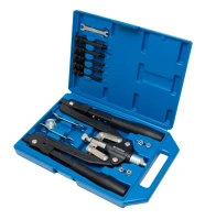 Заклепочник механический двуручный складной 3в1, 14пр(L-520мм, заклепки 3.2-6.4мм, резьбовые заклепки М4,М5,М6,М8,М10), в кейсе