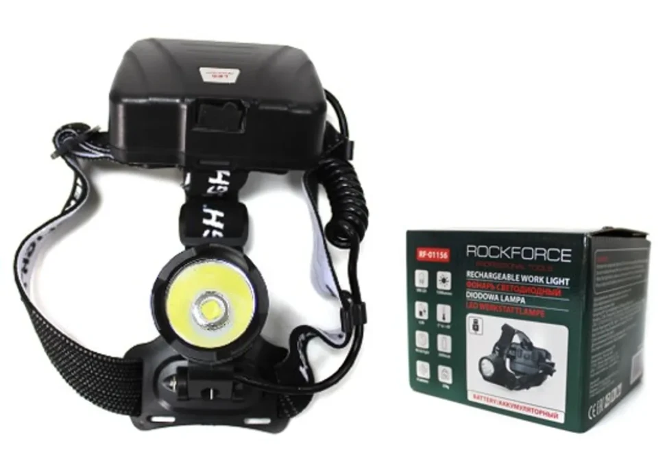 Фонарь светодиодный аккумуляторный налобный (10W LED,1500Lm,,2000mAh,зарядка12V,время раб.4ч,время заряд.6ч,защита гнезда зарядки)