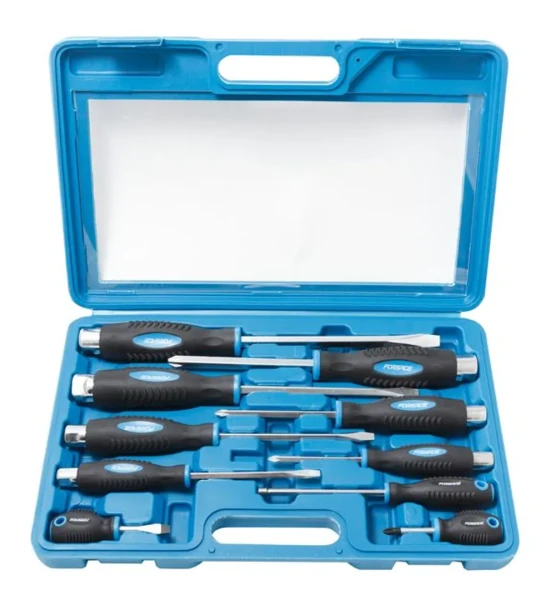 Набор отверток силовых магнитных ''Profi''10пр.(SL:6.5х38мм,5.5х100мм,6.5х125мм, PH:1х38мм,1х75мм,2х125мм,3х125мм+магнит телескоп. 190-550мм)в кейсе