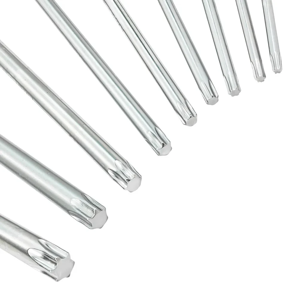Набор ключей Г-образных TORX экстра длинных 9пр.(Т10, Т15, Т20, Т25, Т27, Т30, Т40, Т45, Т50)в пластиковом держателе