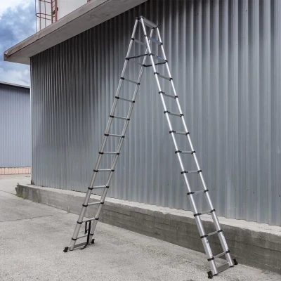 Стремянка телескопическая алюм. бытовая 3.8м (13+13 ступ.)