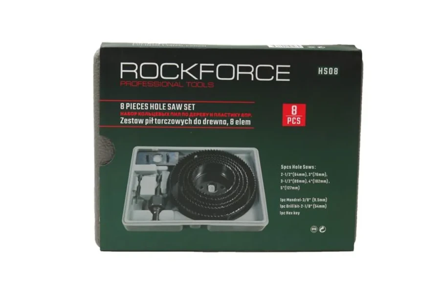 Набор пил кольцевых по дереву и пластику, 8пр.(64,76,89,102,127мм), в пластиковом кейсе