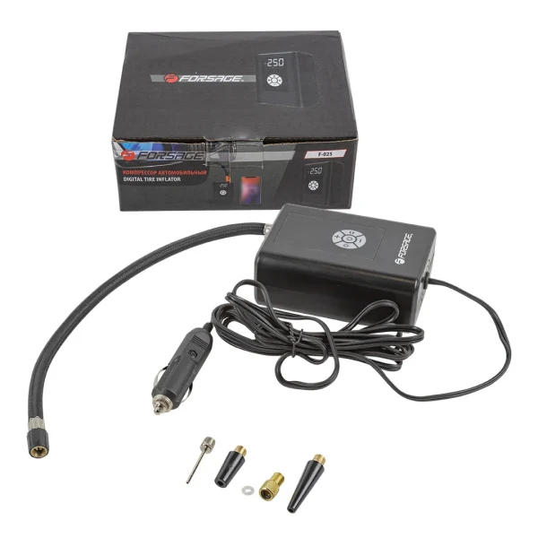 Компрессор поршневой автомобильный с цифровым манометром (25л/мин, 10А) F-025 12V
