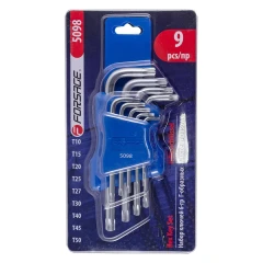 Набор ключей Г-образных TORX 9пр.(Т10, Т15, Т20, Т25, Т27, Т30, Т40, Т45, Т50)в пластиковом держателе