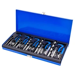 Набор приспособлений и футорок для восстановления (М5х0.8, М6х1, М8х1.25, М10х1.5, М12х1.75) 131пр., в металлическом кейсе