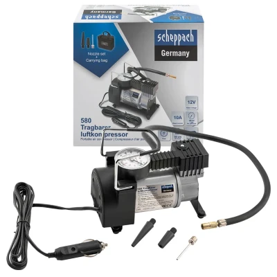 Компрессор автомобильный поршневой одноцилиндровый с аналоговым манометром (12В, 10А, 30л/мин, 7бар) в комплекте с переносной сумкой