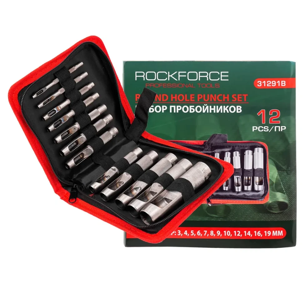 Набор пробойников 12пр. (3-10,12,14,16,19мм),в сумке