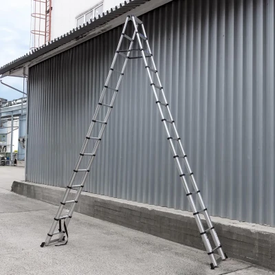 Стремянка телескопическая алюм. бытовая 4.1м (14+14 ступ.)