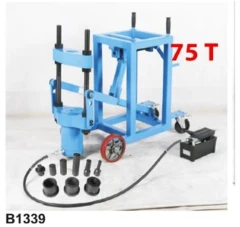 Съемник гидравлический выпрессовщик шкворней грузовых авто 75т с пневмо насосом и комплектом надставок