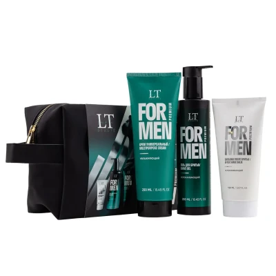 Мужской подарочный набор (Гель LT-2364,,бальзам LT-2371,крем LT-2388,bag1 (черная)+уп)