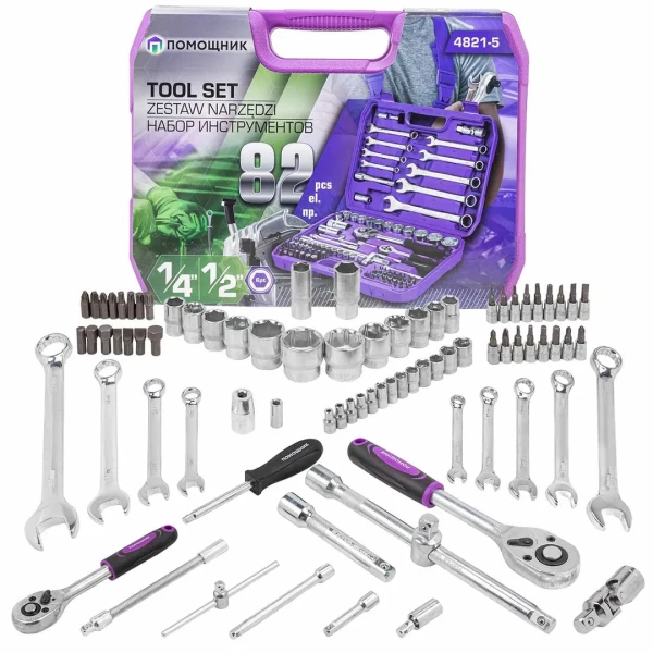 Набор инструментов 82пр. 1/4'', 1/2''(6гр.) (4-32мм)