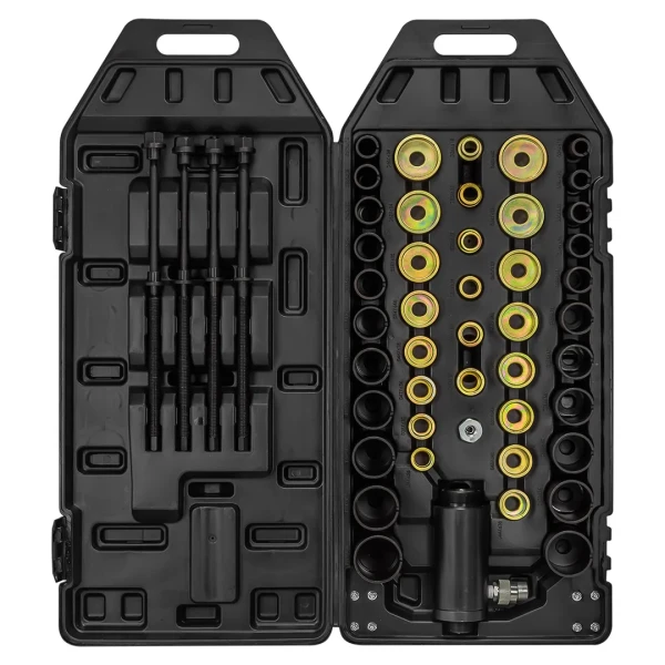 Набор для замены сайлентблоков с гидравл. цилиндром 49пр. (М10,12,14,16, Øвнешн 68-26мм, Øвнутр 58-16мм (h-40мм), 60-18мм (h-110мм))в кейсе