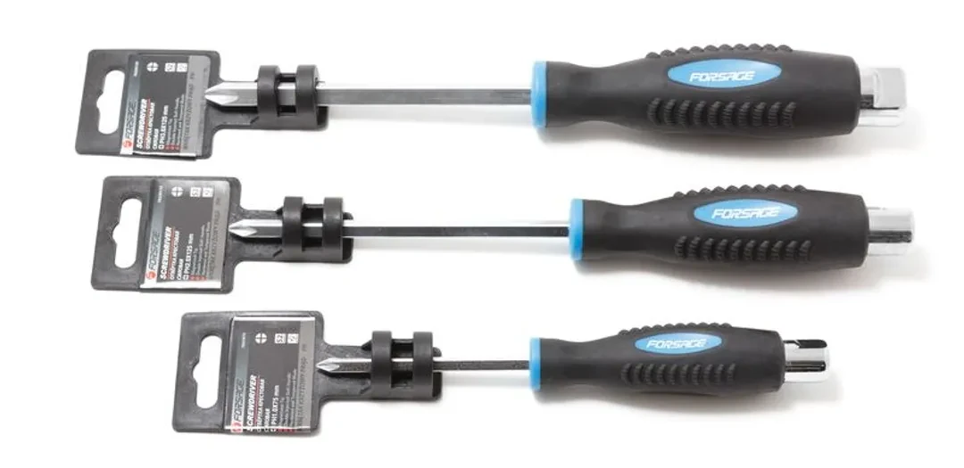 Отвертка крестовая силовая магнитная под ключ ''Profi''S2 PH2.0х125мм, на пластиковом держателе