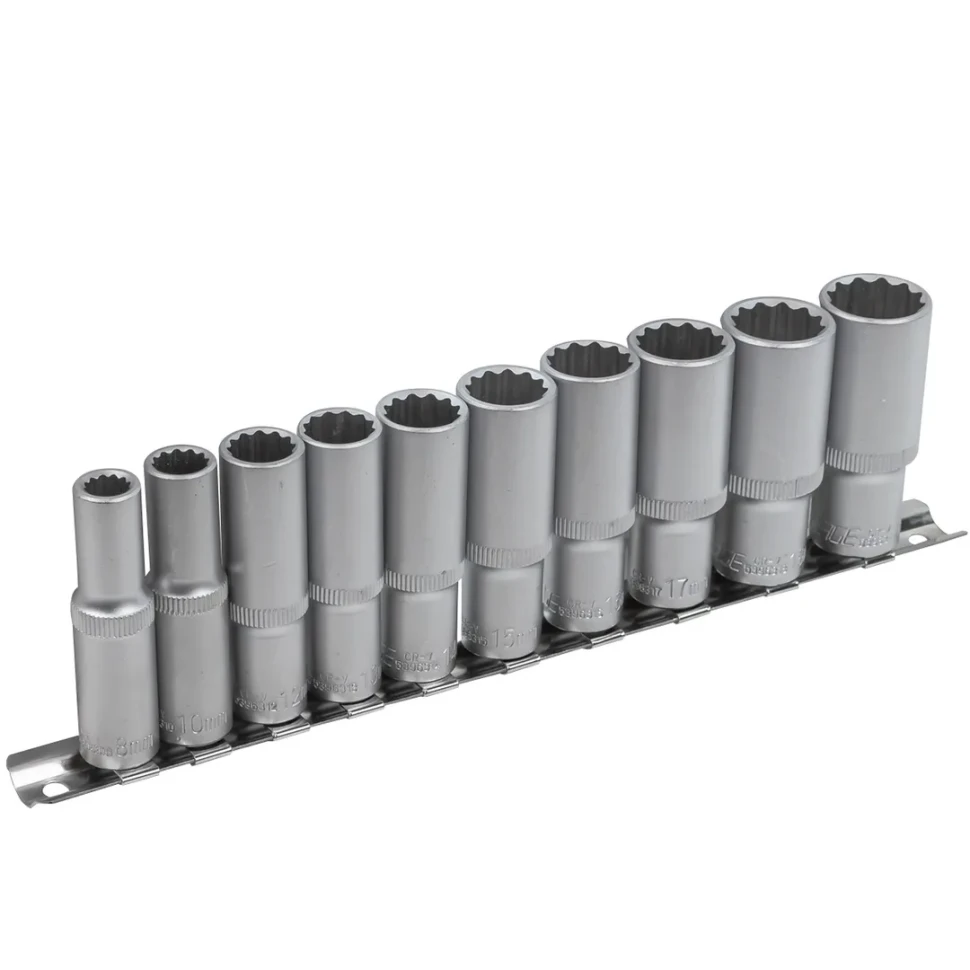 Набор головок глубоких 10пр. 3/8''(12гр.)(8,10,12-19мм.) на планке