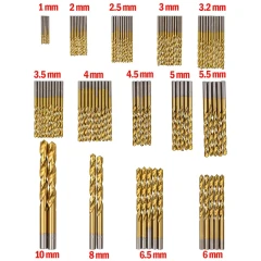 Набор сверл по металлу,100пр.(1,2,2.5,3,3.2,3.5,4-по 10шт,4.5,5,5.5,6,6.5-по 5шт,8,10-по 2шт)в кейсе