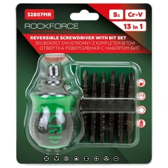Отвертка реверсивная с набором бит специальных,в блистере