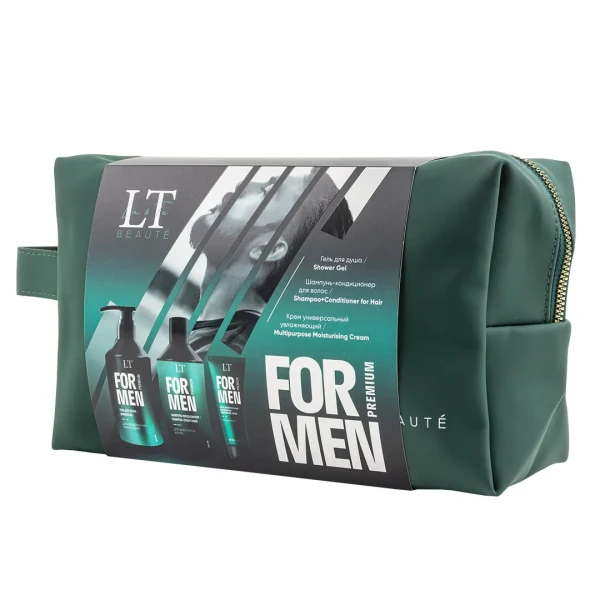 Мужской подарочный набор (гель LT-2357,шампунь LT-2340,крем LT-2388,bag3 (зеленая)+уп)
