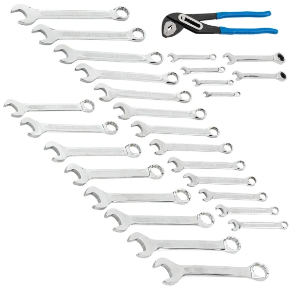 Набор ключей комбинированных 27пр.(6-28,30,32мм+ключи трещоточные 10,13мм) на полотне