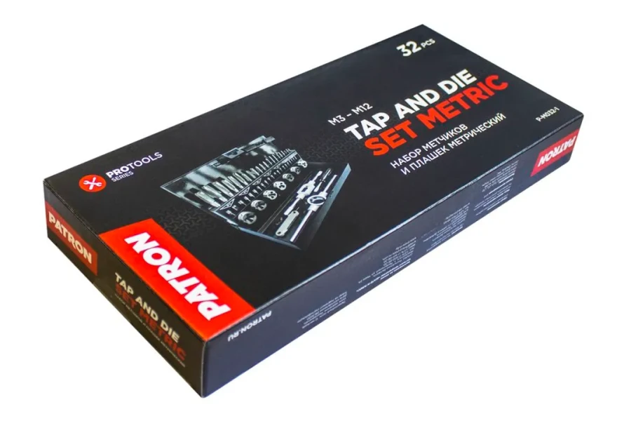 Набор метчиков и плашек, 32(М3х0.5,М4х0.7,М5х0.8,М6х1.0,М8х1.25,М10х1.5,М12х1.75) пр в металлическом кейсе