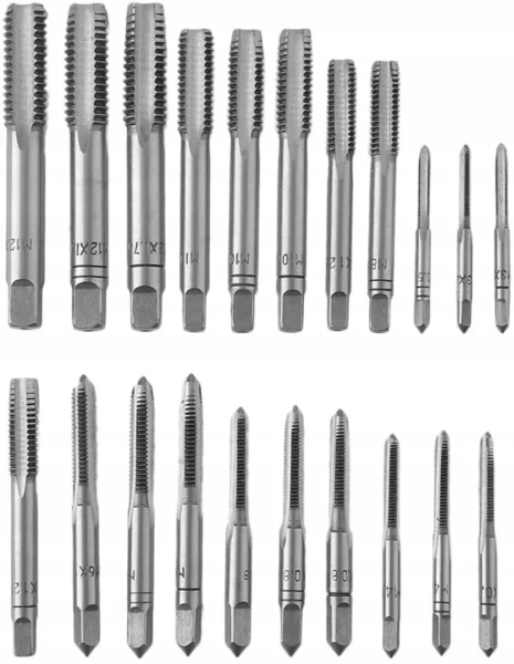 Набор метчиков и плашек, 32(М3х0.5,М4х0.7,М5х0.8,М6х1.0,М8х1.25,М10х1.5,М12х1.75) пр в металлическом кейсе