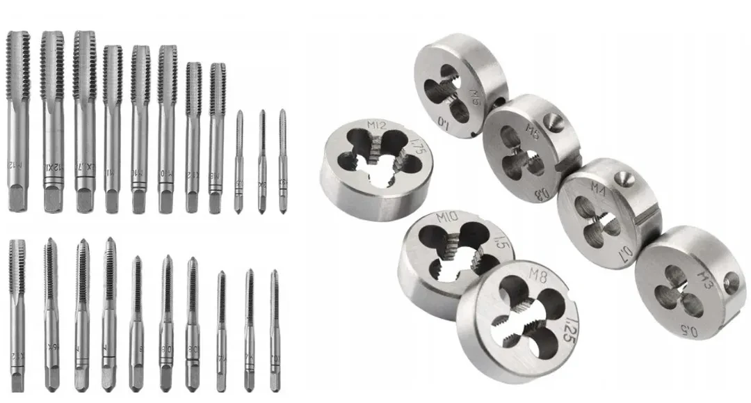 Набор метчиков и плашек, 32(М3х0.5,М4х0.7,М5х0.8,М6х1.0,М8х1.25,М10х1.5,М12х1.75) пр в металлическом кейсе