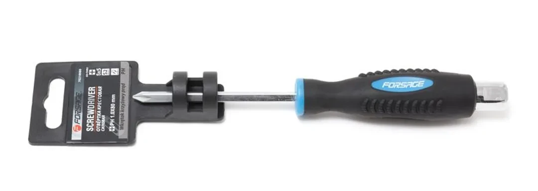 Отвертка крестовая силовая магнитная ''Profi''S2 PH1.0х80мм, на пластиковом держателе