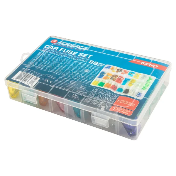 Предохранители плавкие флажковые автомобильные (от 3А до 100А), комплект 88пр.