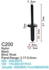 Клипса для крепления внутренней обшивки а/м GM пластиковая (100шт/уп.)