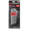 Набор ключей TORX Г-образных длинных с отверстием 7пр.(Т10Н,Т15Н,Т20Н,Т25Н,Т27Н,Т30Н,Т40Н) в пластиковом держателе