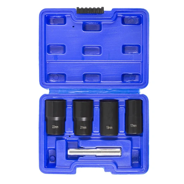 Набор головок-экстракторов для поврежденных болтов/гаек 5пр. 1/2''(17,19,21,22мм), в кейсе