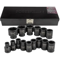 Набор головок ударных, 15пр. 1/2''6гр.(10,12,13,14,15,16,17,18,19,21,22,24,27,30,32мм),в метал. кейсе