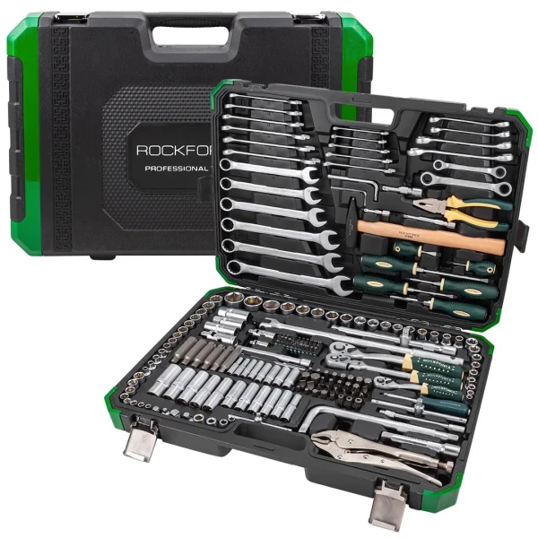 Набор инструментов 202+2пр. 1/4'', 3/8'', 1/2''(6гр.,12гр.)