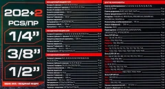 Набор инструментов 202+2пр. 1/4'', 3/8'', 1/2''(6гр.,12гр.)