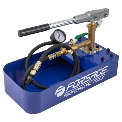 Насос ручной опрессовочный для тестирования водопроводных систем с манометром и шлангом 1м (ресивер 6л, max давл. 70бар, произв-сть 13мл/цикл)