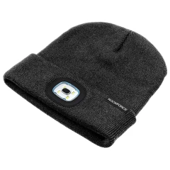 Шапка бини со сьемным фонариком серая 21х23см (1Вт, 3 реж.раб., 120Лм, время раб.2-3ч)