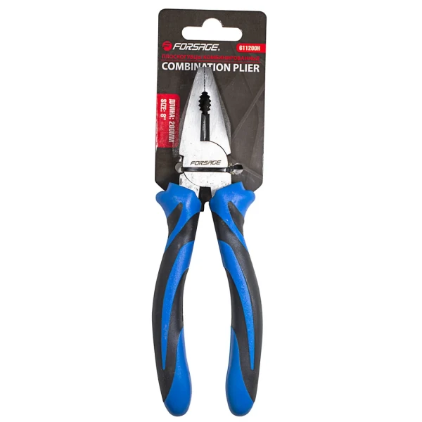 Плоскогубцы комбинированные с эргономическими рукоятками 8''(200мм), на блистере